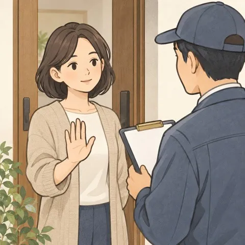訪問営業で即決せず話を聞くイラスト